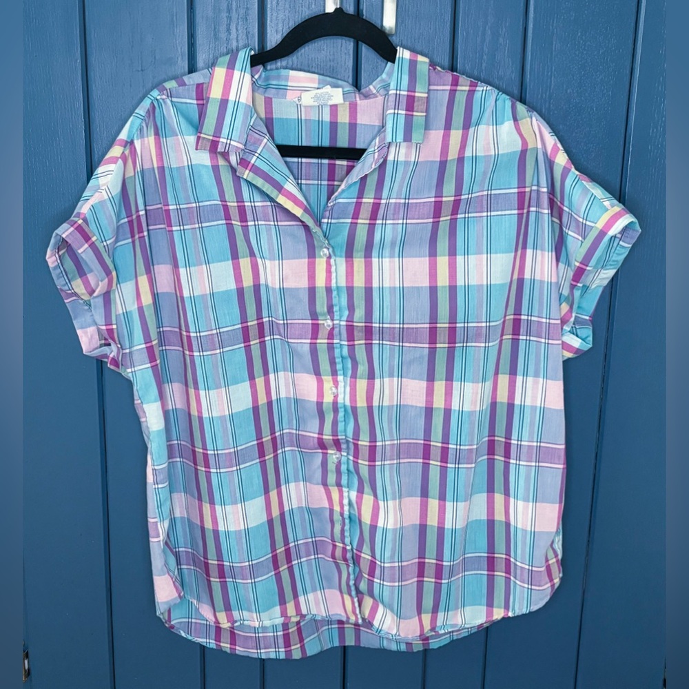 Plaid Button-Up Women’s Top